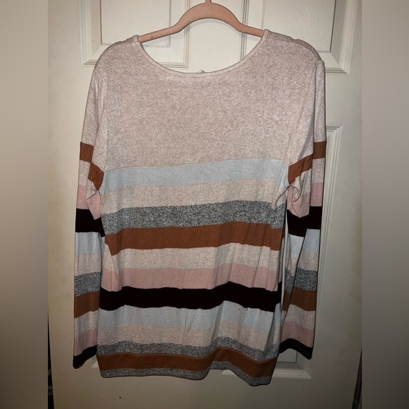 Market & Spruce Striped Button Detail Sweater - XL - Picture 3 of 4